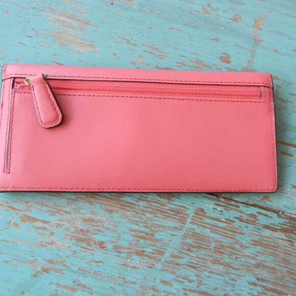 COACH DARCY SLIM ENVELOPE CLUTCH CORAL LEATHER WALLET **AS IS, INSIDE SHOWS WEAR - Picture 4 of 8